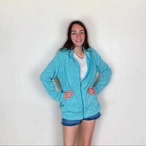 Croft and barrow fleece light blue jacket zip up
